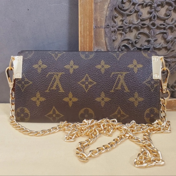 Authentic LOUIS VUITTON Crossbody Monogram Wallet Long Chain Woc Vintage Mi9002 - Picture 10 of 15